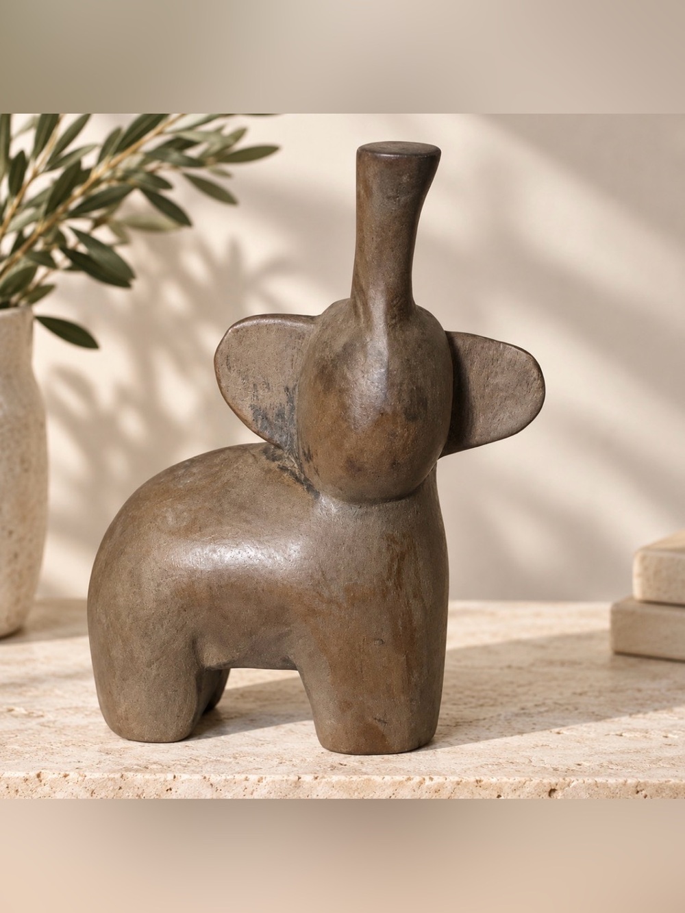 Handcrafted Brown Elephant Sculpture